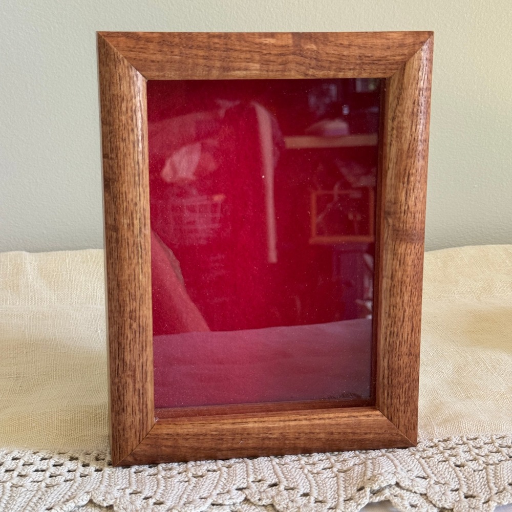 Handmade Solid Wood Shadow Box Frame Red Velvet Lining 6x8 Small Display Case